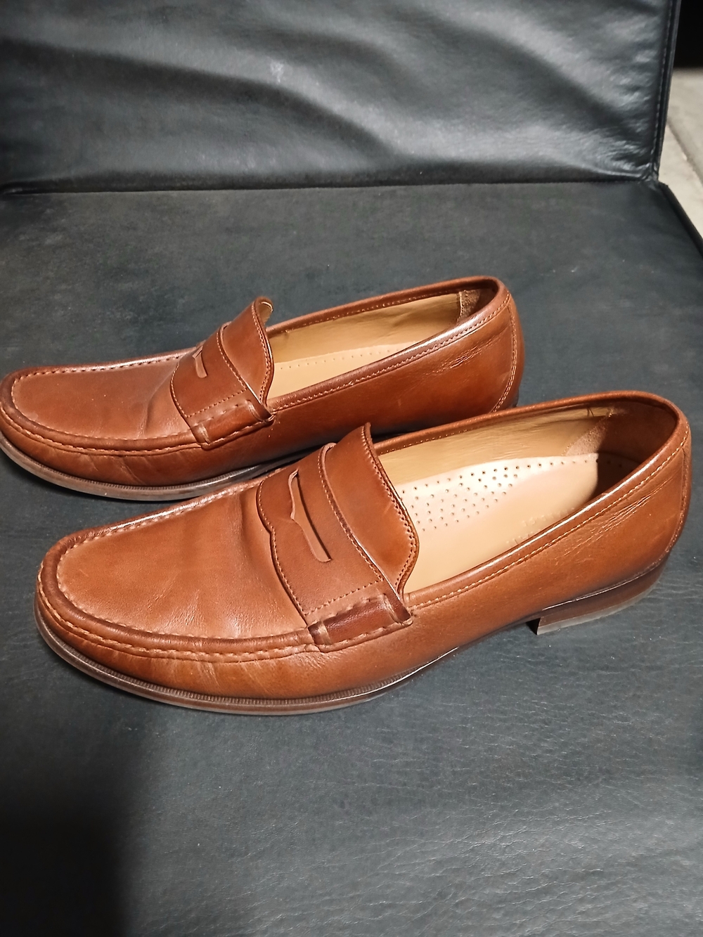 Cole Haan Men’s Tan Brown Leather Penny Loafers